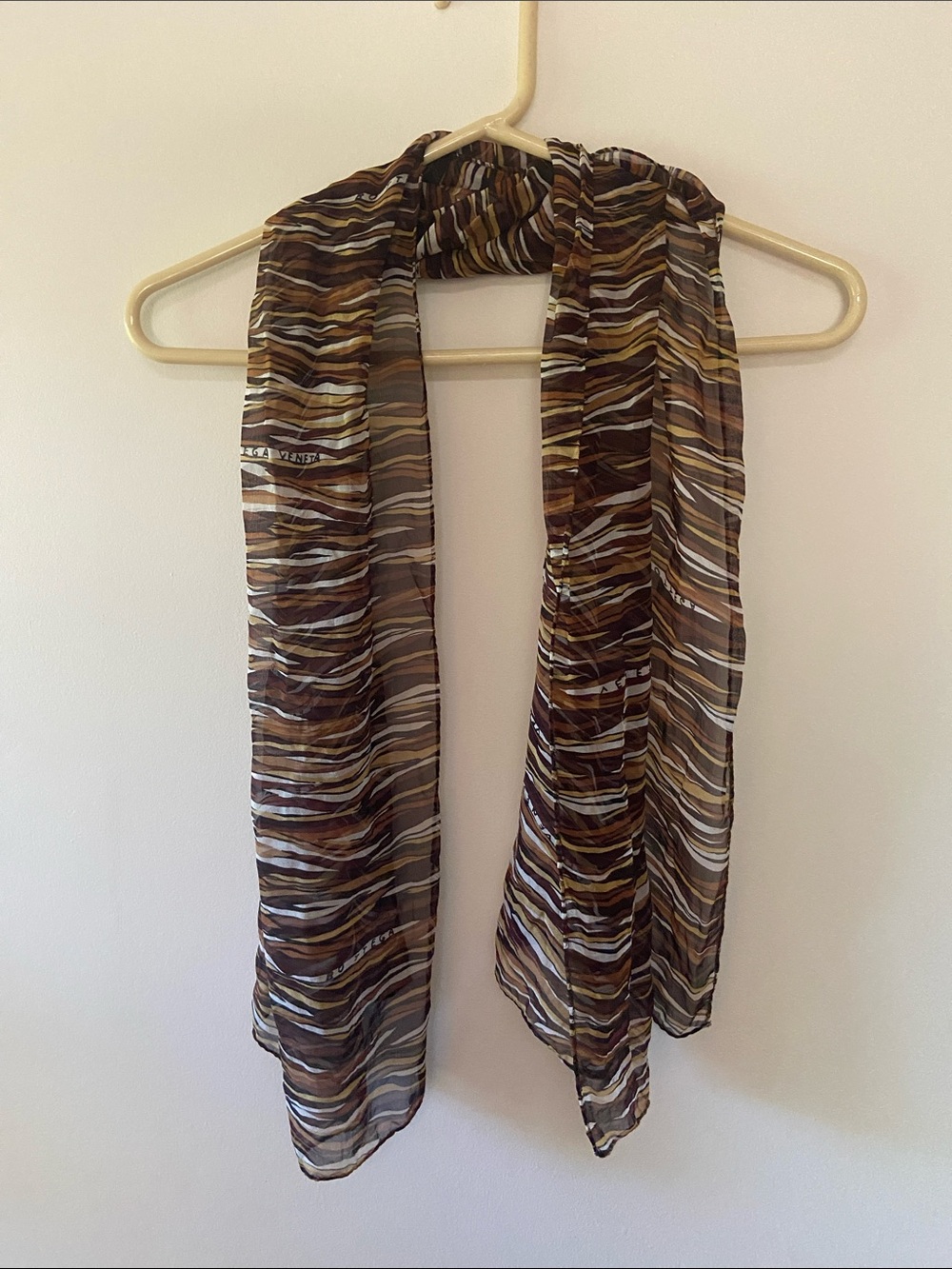 Bottega Veneta Silk Brown Striped Women's Scarf